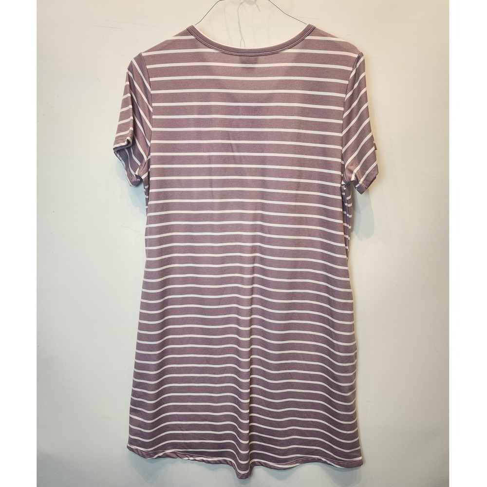 32 Degrees Cool Womens XL Purple White Striped V-Neck Short Sleeve Dress NWT - Picture 6 of 8
